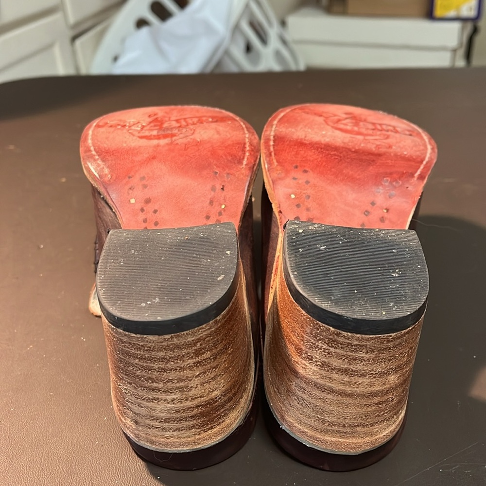 Free Bird by Steven, Collins size 5 leather slip on mules women, red western - Picture 7 of 8